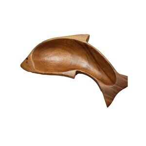 Vintage Acacia Woods Monkey Pod Hand Carved Wooden Fish Bowl Dish
